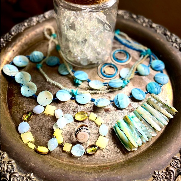 Assorted BLUE Mix and Match Sterling Silver Gorgeous Gemstones Vintage Jewelry - Picture 3 of 13